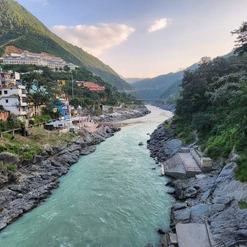 Beautiful view of Ganga river at village of India