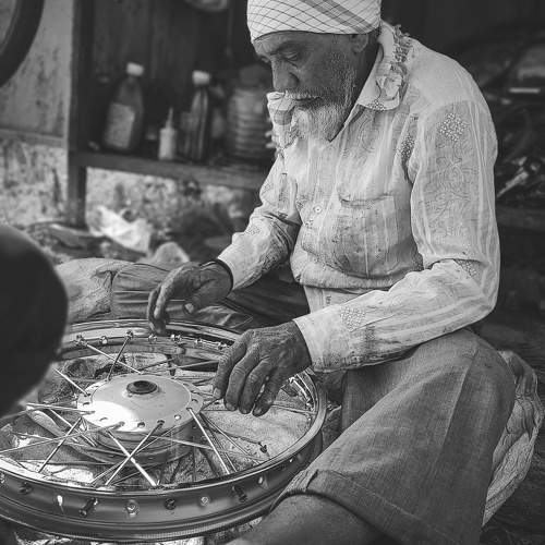 Skilled worker doing his job