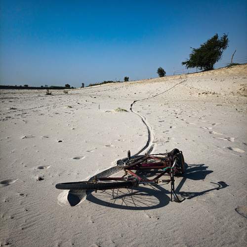 Cycle at river beach
