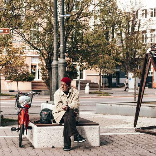 A man on the bench.