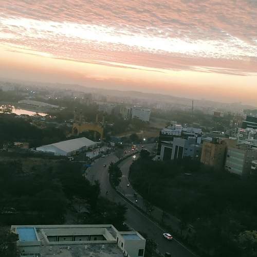Bussy life under calm sky