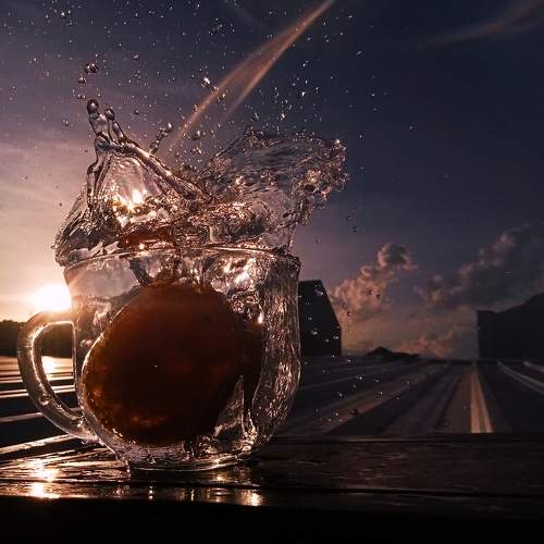 Splashing water in the afternoon