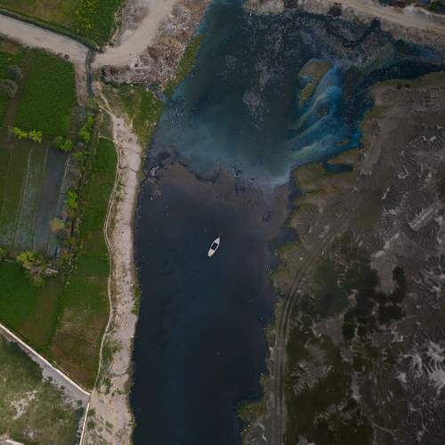 Ariel view of Beautiful River Indus, Dera Ismail khan, Pakistan