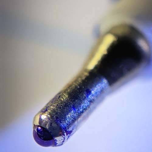 The tip of the ballpoint pen