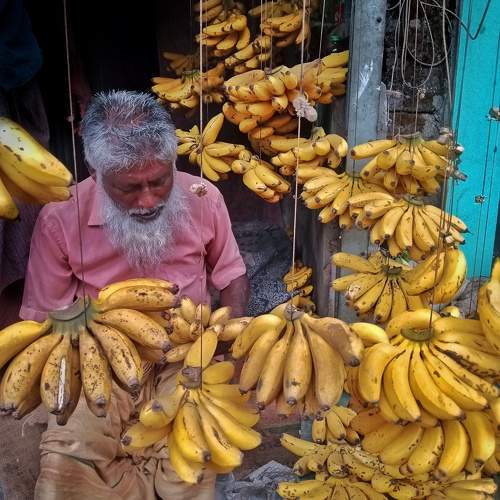 A banana vendor in Bangladesh
