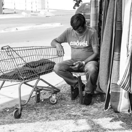 Salesman using his cell phone