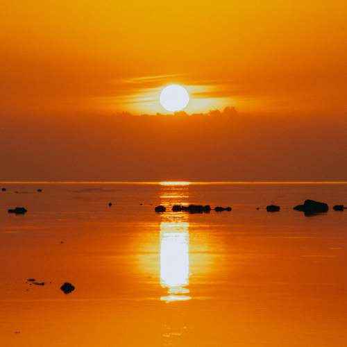 Door in the orange ocean