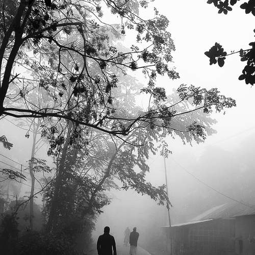 Winter morning in village