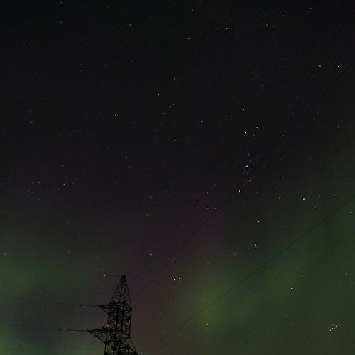 Северное сияние над ЛЭП г. Дудинка