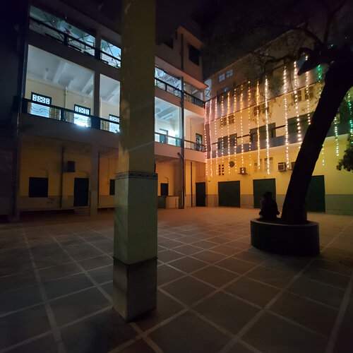 Echoes of the Past: A Quiet Night in the School Courtyard