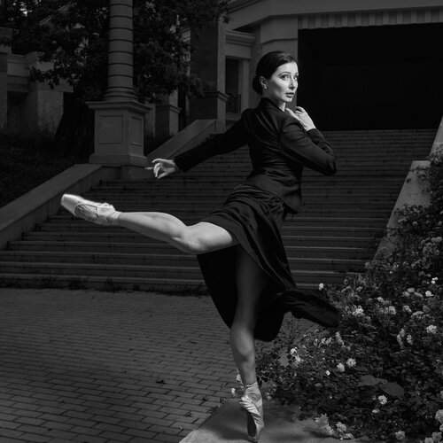 The movement of prima ballerina Maria Stets at the Green Theatre