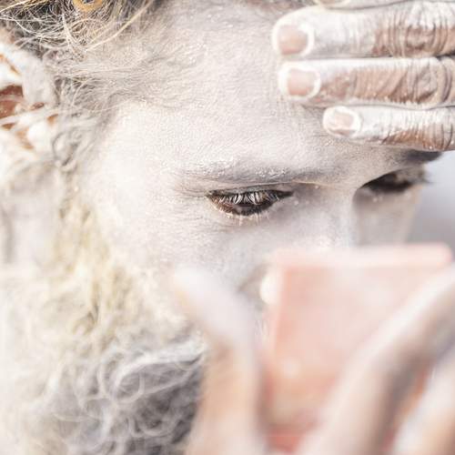 Naga Sadhu covered in ashes