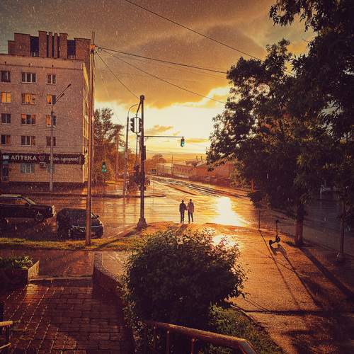 Evening. Rain