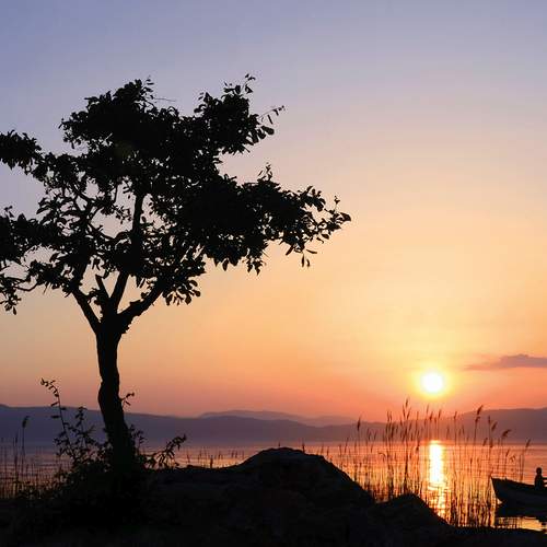 Sunset fisherman\'s on Ohrid lake