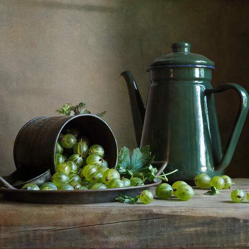 Натюрморт с зеленым крыжовником/Still life with green gooseberries