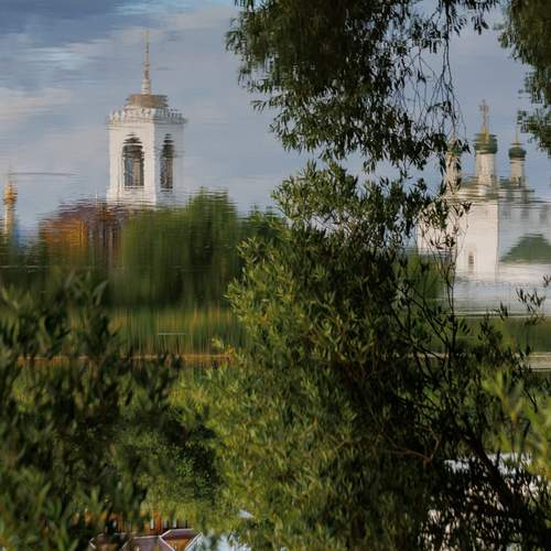 Отражение Богоявленского монастыря во Мстёре