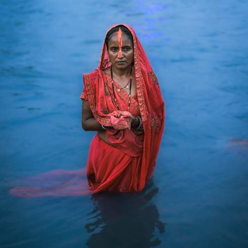 A lady in red (Chhath Puja 2025)