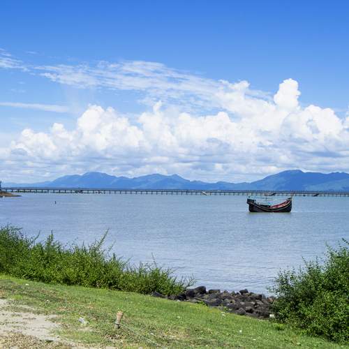Blue sky, white clouds and the sea of teknaf