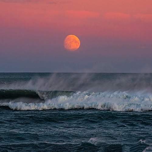 Moon and the surf