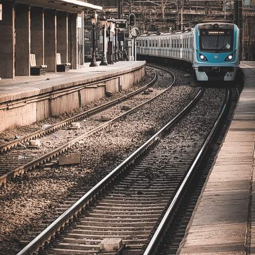 Railway and Approaching Train