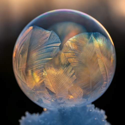 Frozen Soap Bubbles on Snow