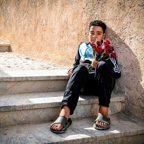 Boy with rouse