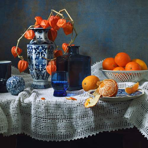 Зимний натюрморт с мандаринами