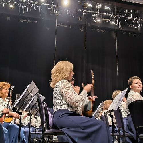 Русский академический оркестр Новосибирской государственной филармонии в процессе выступления