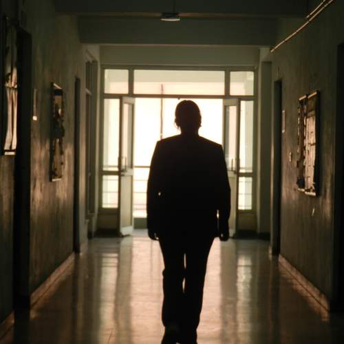 Silhouette in the School Corridor