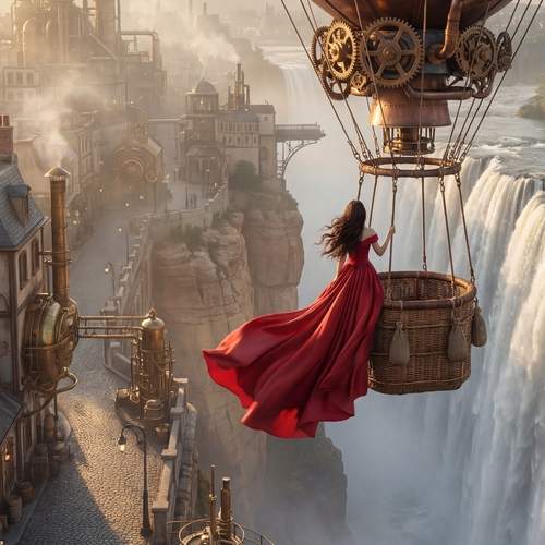 On a steampunk hot air balloon