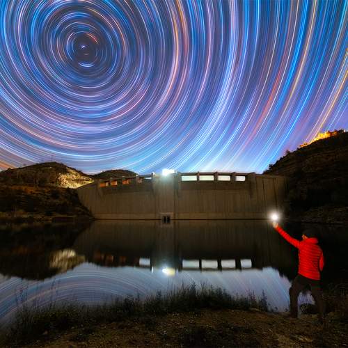 Startrails over the dam