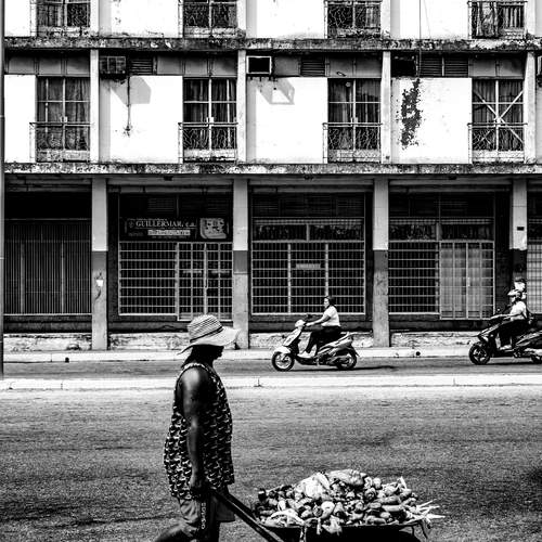 In the middle of the street