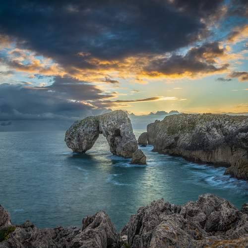 Dramatic sunrise over sea
