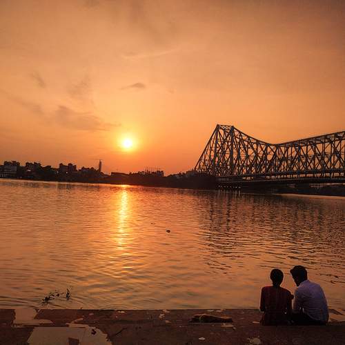 Sunset, love birds and the architecture