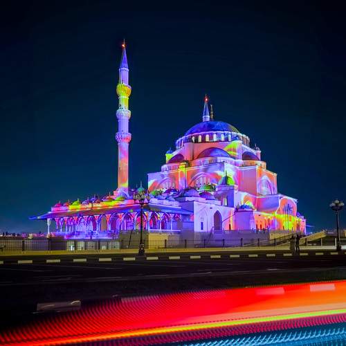 Sharjah Mosque during Light festival