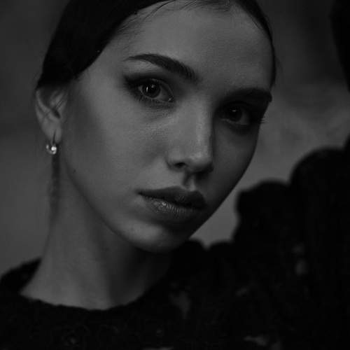 A large portrait of the Bolshoi Theatre\'s first ballet soloist, Darina Moseeva