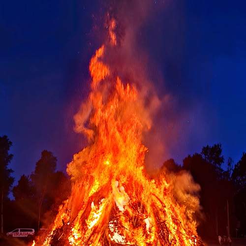 The flame sparks are burning
