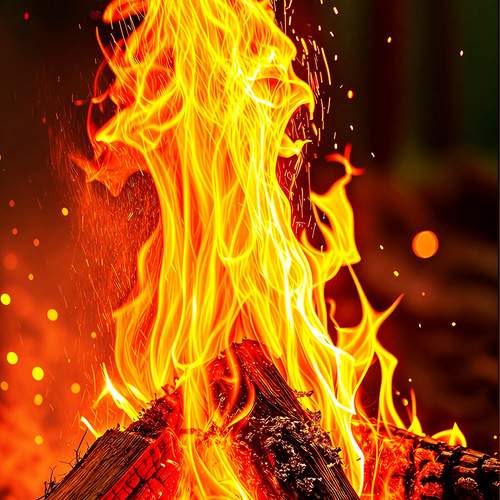 The flame sparks are burning