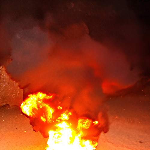 The flame sparks are burning