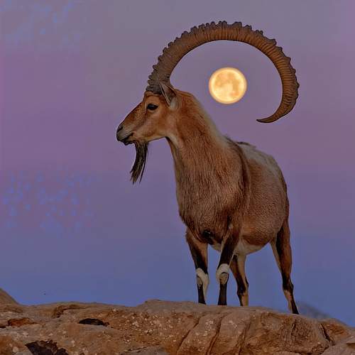 The Yemeni ibex stands proudly among the rocks