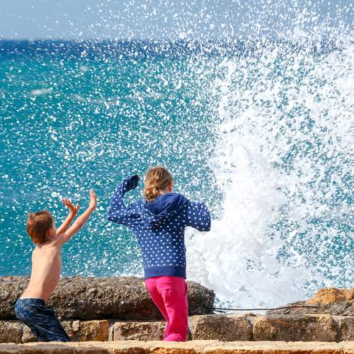 Children and the sea.