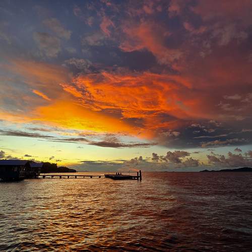 Sunset over tropical Island