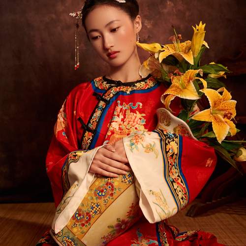 Crimson Silk and Golden Blooms