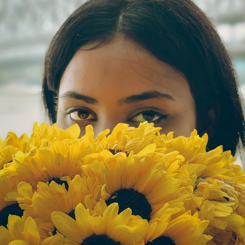 Eye behind the flower