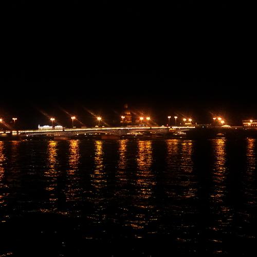 Благовещенский мост (СПб) ночью.