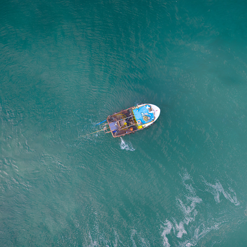Drifting fishing boat
