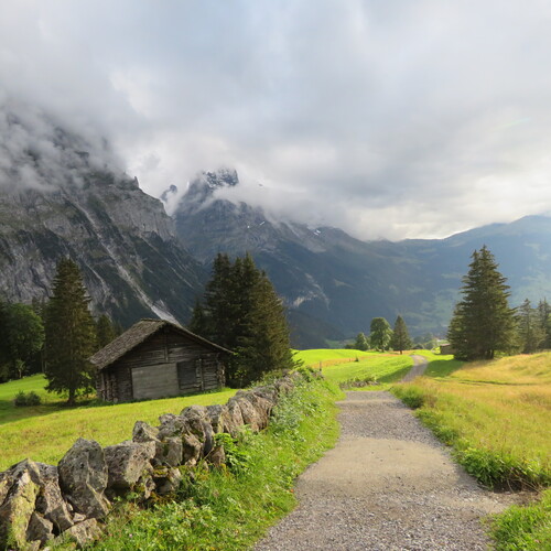 Mountain Village Path in the Alps