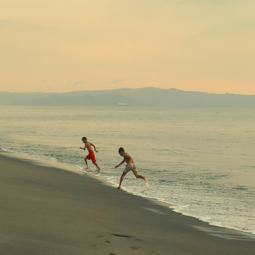 running on the beach