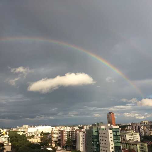 Rainbow in the city view