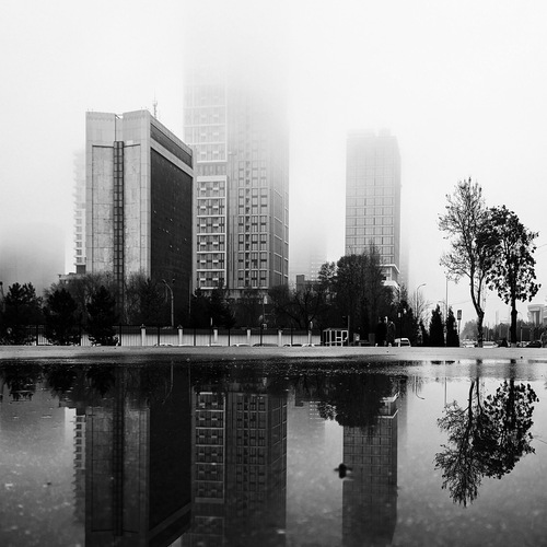 Morning in the metropolis after the rain